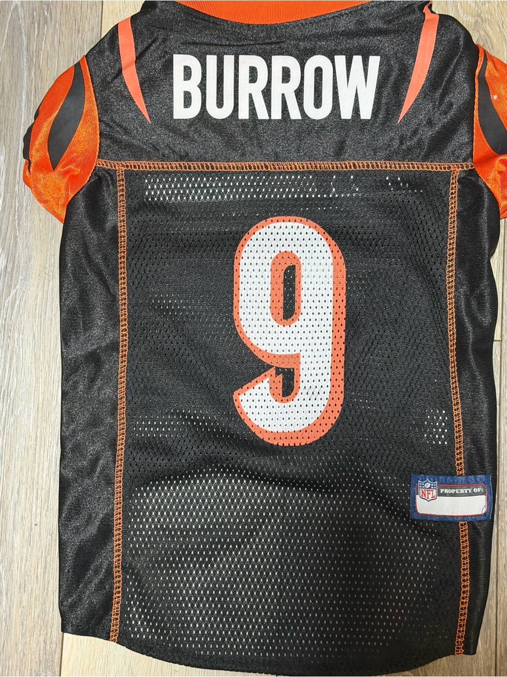 BURROW #9 Black and Orange Dog size L Jersey-NWT